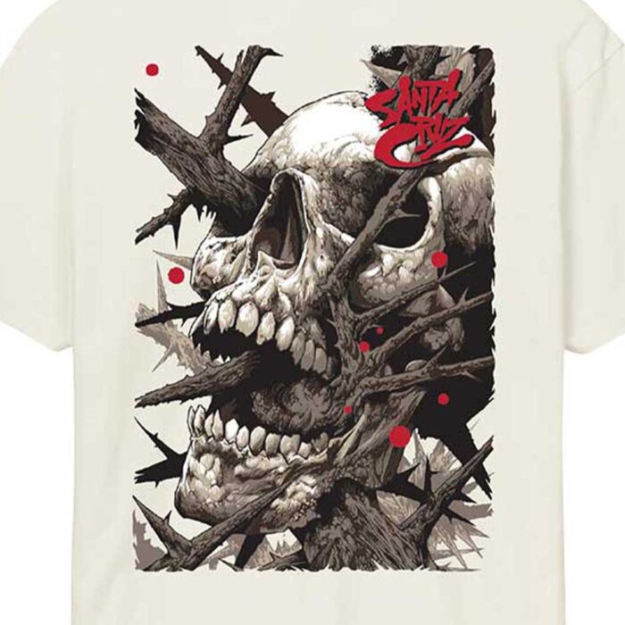 santa cruz pace deathtrap t-shirt natural t-shirt με μικρό τύπωμα στο στήθος και μεγάλο γραφικό στην πλάτη