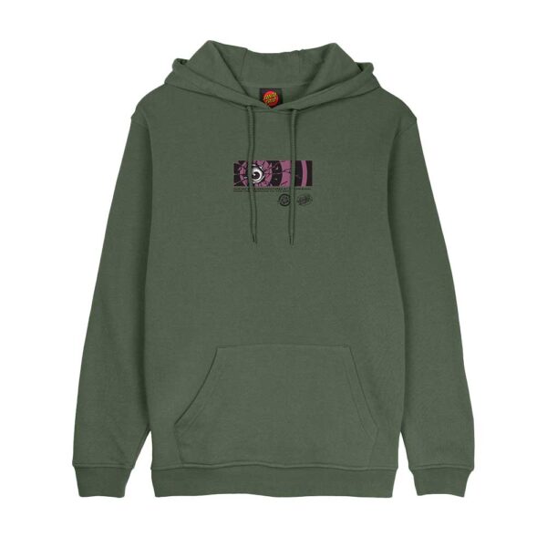 santa cruz roskopp dissect strip hoodie dark moss φούτερ με κουκούλα χωρίς κορδόνι, μικρό τύπωμα μπροστά και μεγάλο graphic στη πλάτη