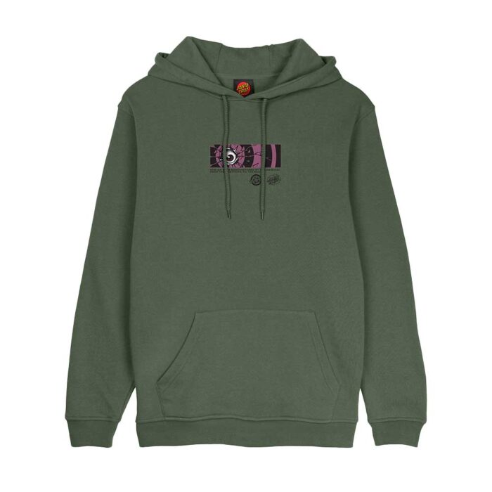 santa cruz roskopp dissect strip hoodie dark moss φούτερ με κουκούλα χωρίς κορδόνι, μικρό τύπωμα μπροστά και μεγάλο graphic στη πλάτη