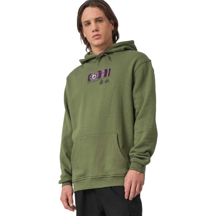santa cruz roskopp dissect strip hoodie dark moss φούτερ με κουκούλα χωρίς κορδόνι, μικρό τύπωμα μπροστά και μεγάλο graphic στη πλάτη