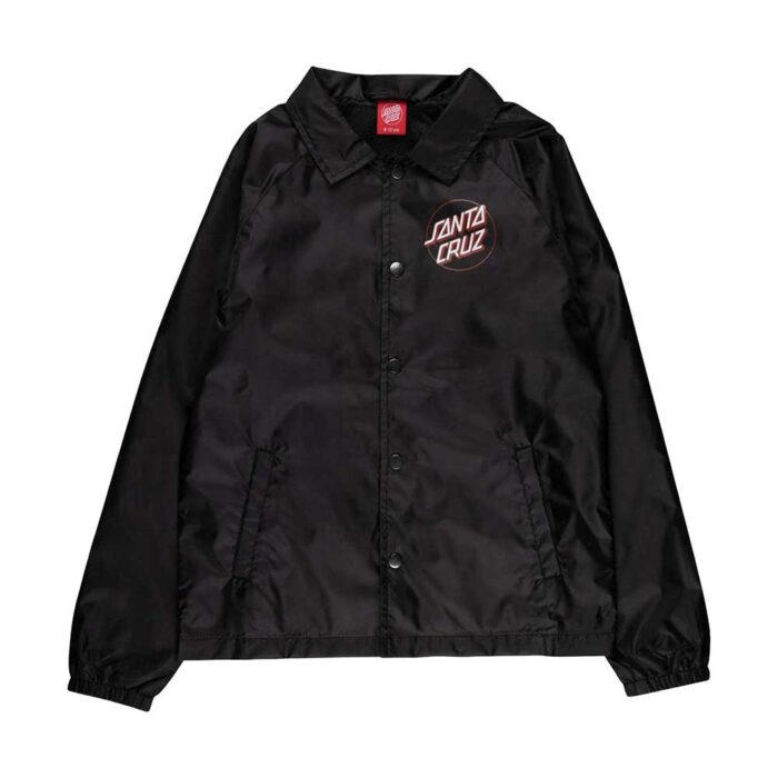 santa cruz youth partial dot coach jacket black παιδικό jacket με κανονικό γιακά, κουμπιά, mesh επένδυση, μικρό τύπωμα στο στήθος και μεγάλο τύπωμα στην πλάτη