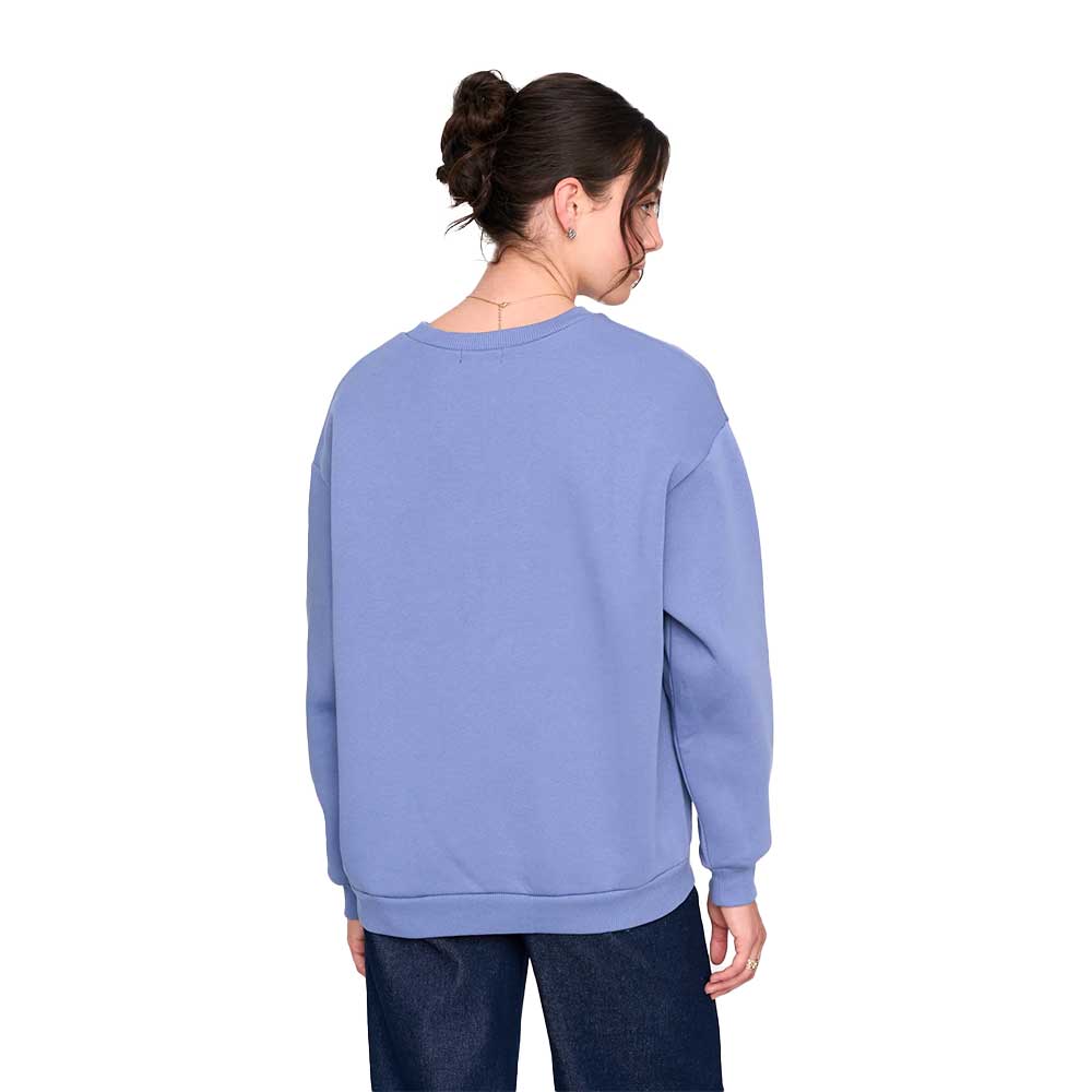 Γυναικείο μπλε crewneck 24colours με σύνθεση 62% βαμβάκι 38% πολυεστέρας, λάστιχο στα τελειώματα και κέντημα σκύλου με μήνυμα pawsitive vibes only