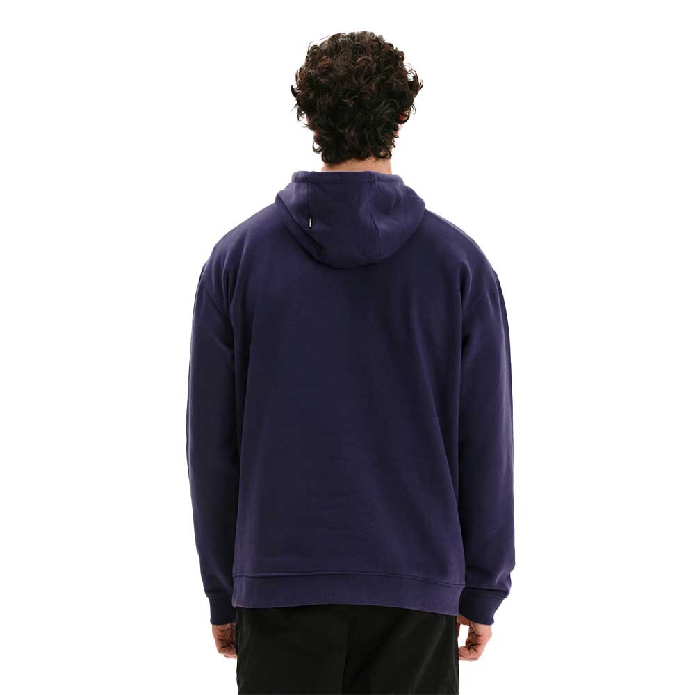 emerson logo hoodie purple ανδρικό φούτερ με κουκούλα, fleece υφή, κρυφή τσέπη κινητού και λογότυπο υψηλής πυκνότητας στο στήθος