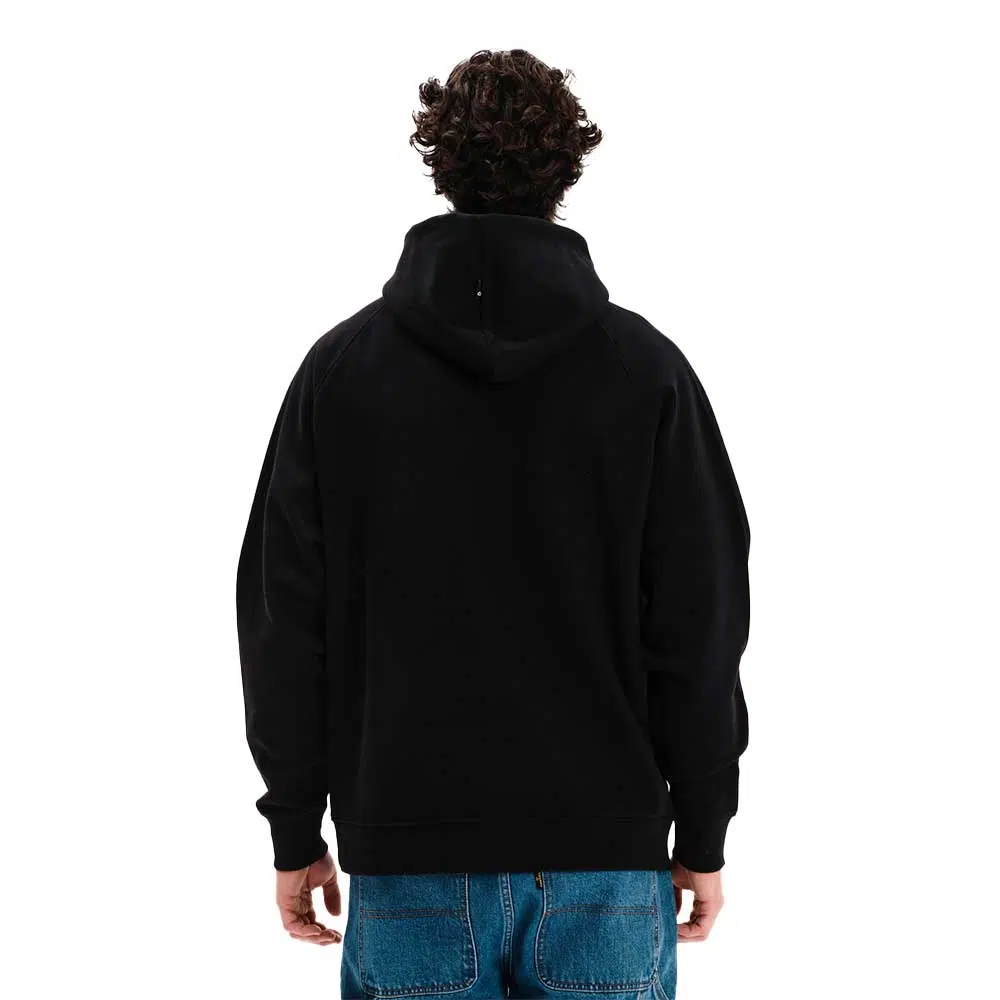 emerson logo hoodie black ανδρικό φούτερ με κουκούλα, fleece υφή, κρυφή τσέπη κινητού και λογότυπο υψηλής πυκνότητας στο στήθος