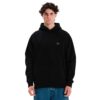 emerson logo hoodie black ανδρικό φούτερ με κουκούλα, fleece υφή, κρυφή τσέπη κινητού και λογότυπο υψηλής πυκνότητας στο στήθος