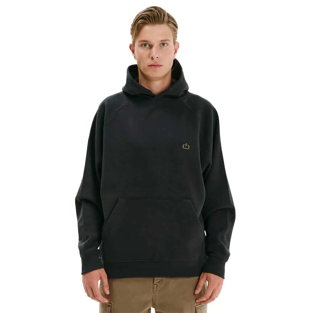 emerson logo hoodie forest teal ανδρικό φούτερ με κουκούλα, fleece υφή, κρυφή τσέπη κινητού και λογότυπο υψηλής πυκνότητας στο στήθος