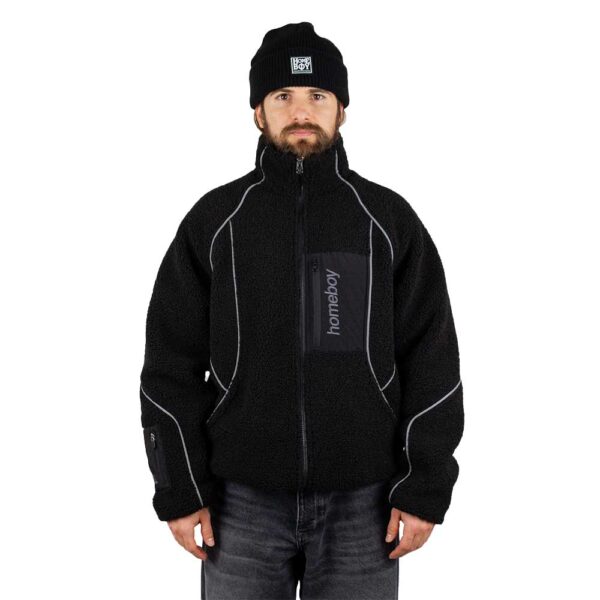 Homeboy Nanook Fleece Jacket μαύρο unisex sherpa με εσωτερική επένδυση φλις και κεντημένα λογότυπα
