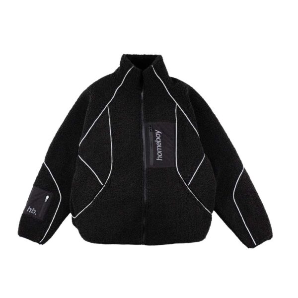 Homeboy Nanook Fleece Jacket μαύρο unisex sherpa με εσωτερική επένδυση φλις και κεντημένα λογότυπα