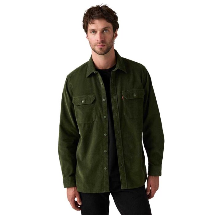 Levi’s Jackson Worker Corduroy Overshirt σε πράσινο Duffel Bag, ανδρικό κορδούρoι πουκάμισο με utility τσέπες και relaxed fit.