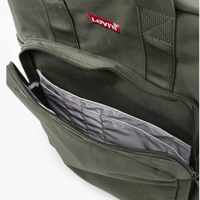 levis l-pack large πράσινο backpack 25 λίτρων με θήκη για laptop 15 ιντσών, οργανωτικές θήκες και θήκη για μπουκάλι