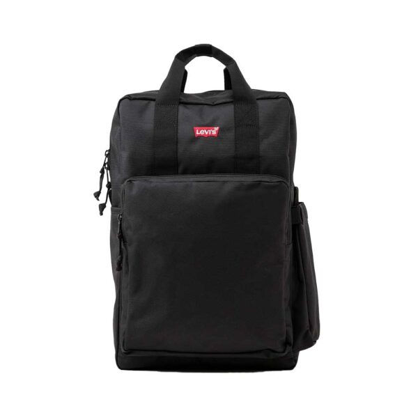 levis l-pack large black μαύρο backpack 25 λίτρων με θήκη για laptop 15 ιντσών, οργανωτικές θήκες και θήκη για μπουκάλι
