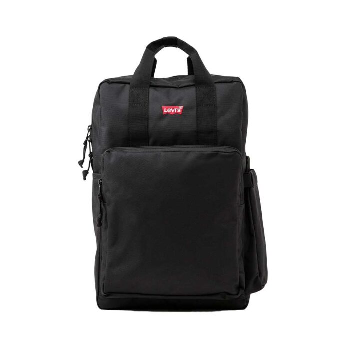 levis l-pack large black μαύρο backpack 25 λίτρων με θήκη για laptop 15 ιντσών, οργανωτικές θήκες και θήκη για μπουκάλι