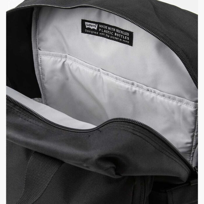 levis l-pack large black μαύρο backpack 25 λίτρων με θήκη για laptop 15 ιντσών, οργανωτικές θήκες και θήκη για μπουκάλι