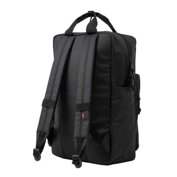 levis l-pack large black μαύρο backpack 25 λίτρων με θήκη για laptop 15 ιντσών, οργανωτικές θήκες και θήκη για μπουκάλι