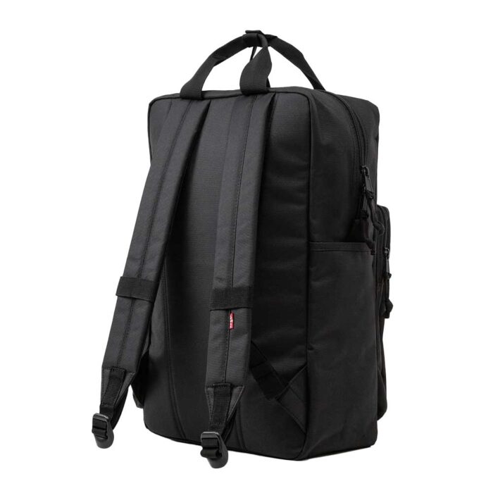 levis l-pack large black μαύρο backpack 25 λίτρων με θήκη για laptop 15 ιντσών, οργανωτικές θήκες και θήκη για μπουκάλι