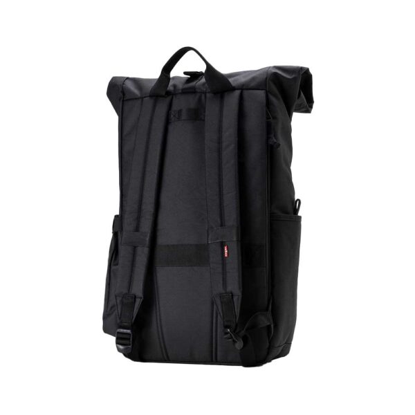 levis l-pack roll top backpack black αδιάβροχο μαύρο backpack 28 λίτρων από ανακυκλωμένο πολυεστέρα με roll top σχεδίαση και πολλές θήκες