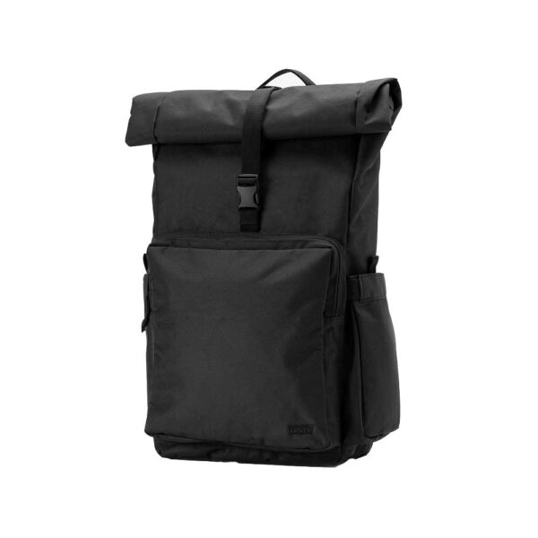 levis l-pack roll top backpack black αδιάβροχο μαύρο backpack 28 λίτρων από ανακυκλωμένο πολυεστέρα με roll top σχεδίαση και πολλές θήκες