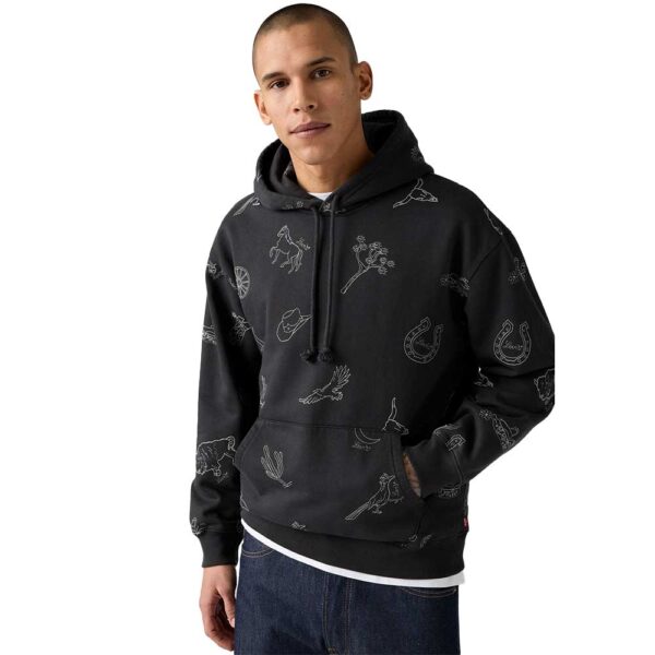 Levi’s Relaxed Fit Graphic Hoodie Western Phantom Black με κεντημένα σχέδια