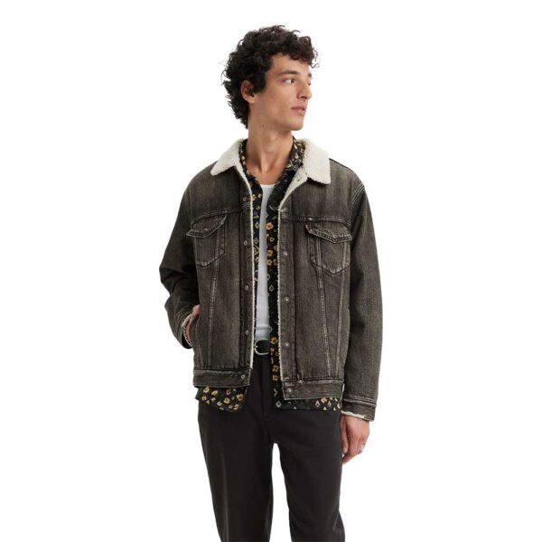 Ανδρικό Levi’s denim jacket με χαλαρή εφαρμογή και sherpa επένδυση για ζεστασιά