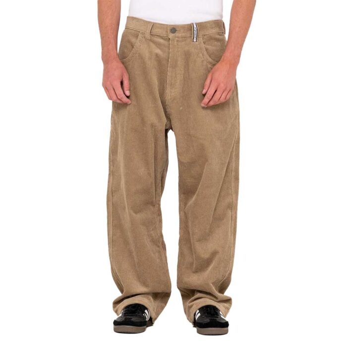 Rusty Flip Daddy Baggy Cord Pant Khaki με baggy εφαρμογή και κέντημα στην πίσω τσέπη.
