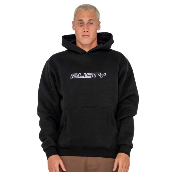 Rusty Flip Daddy Hoodie Black – Ανδρικό oversized φούτερ με κουκούλα και λογότυπο στο στήθος