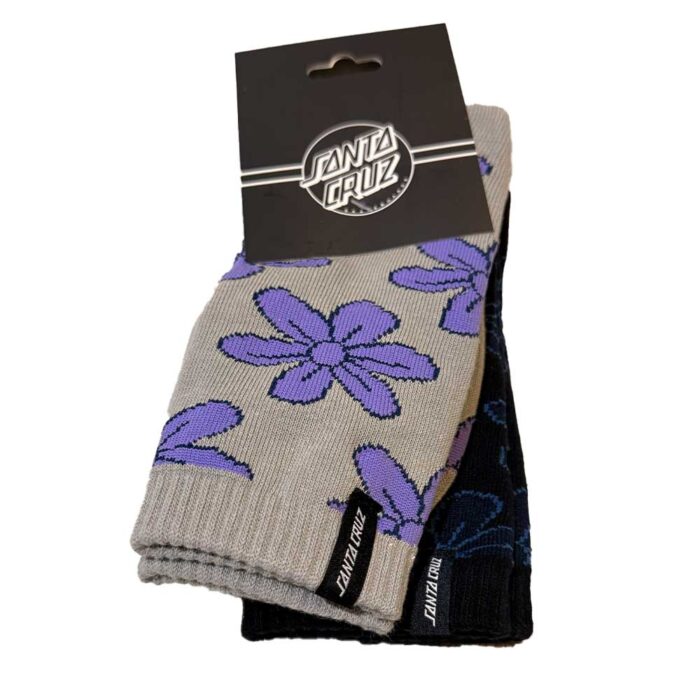Santa Cruz Flourish Daisy Socks 2-Pack με jacquard μαργαρίτες και woven clamp label, μέγεθος 37-40.