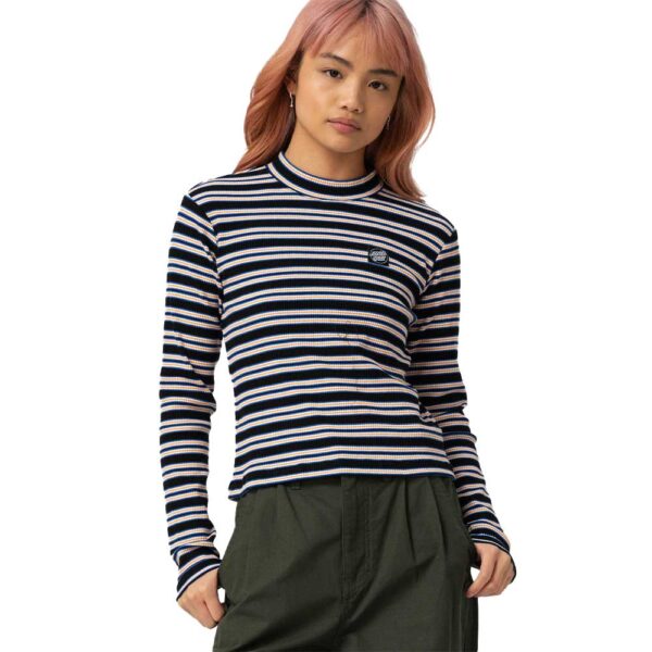 Santa Cruz Opus Dot Mock Neck LS Top Multi Stripe