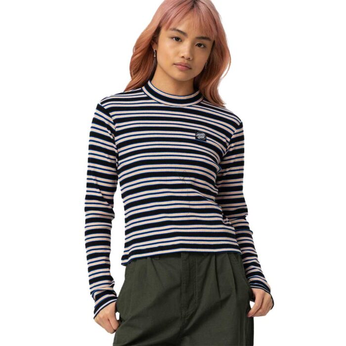Santa Cruz Opus Dot Mock Neck LS Top Multi Stripe