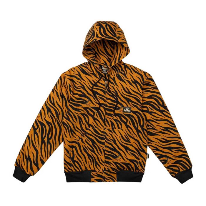 The Dudes TIGRRRR premium jacket με κουκούλα, πολύχρωμο σχέδιο McBess, κρυφό φερμουάρ και τσέπη καγκουρό