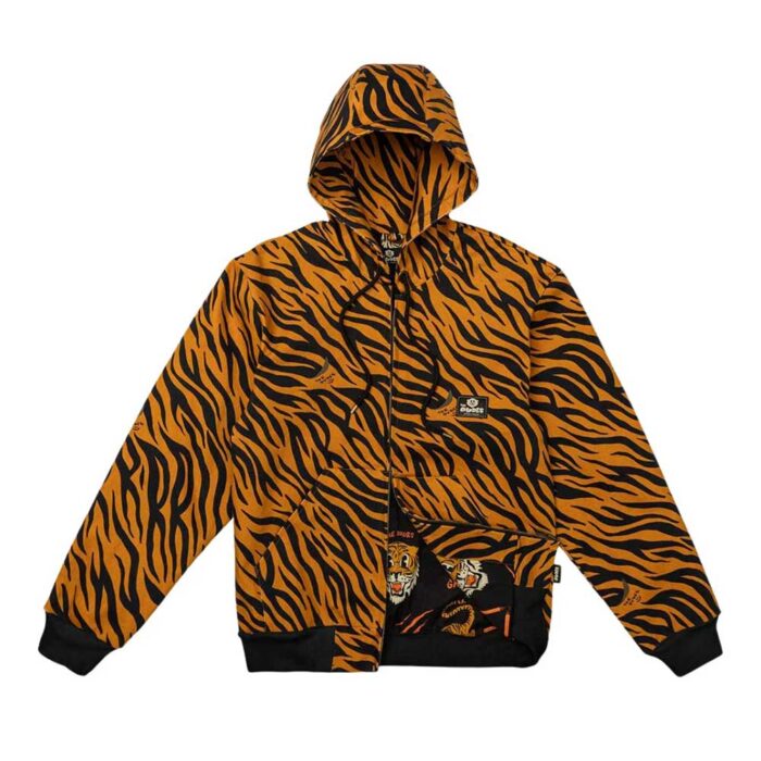 The Dudes TIGRRRR premium jacket με κουκούλα, πολύχρωμο σχέδιο McBess, κρυφό φερμουάρ και τσέπη καγκουρό