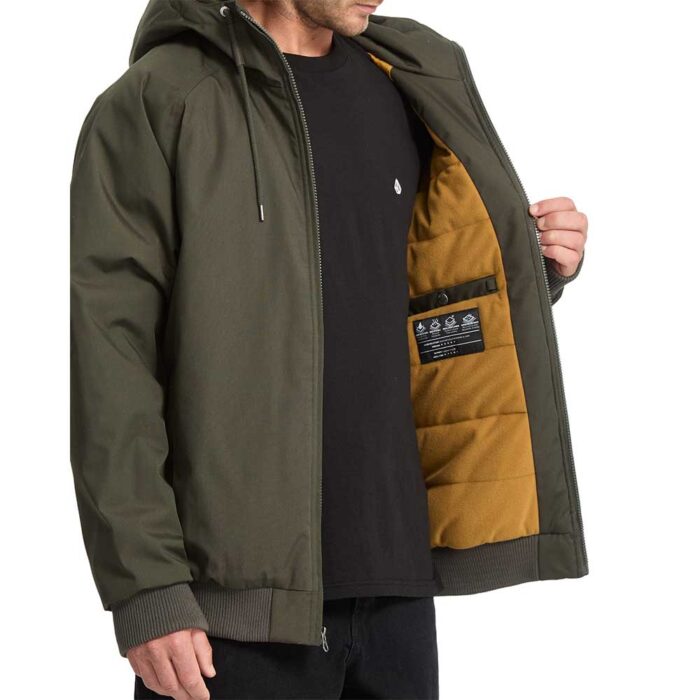 Ανδρικό μπουφάν Volcom Hernan Jacket 10K Rinsed Black με κουκούλα και φερμουάρ