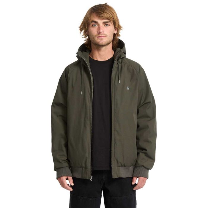 Ανδρικό μπουφάν Volcom Hernan Jacket 10K Rinsed Black με κουκούλα και φερμουάρ