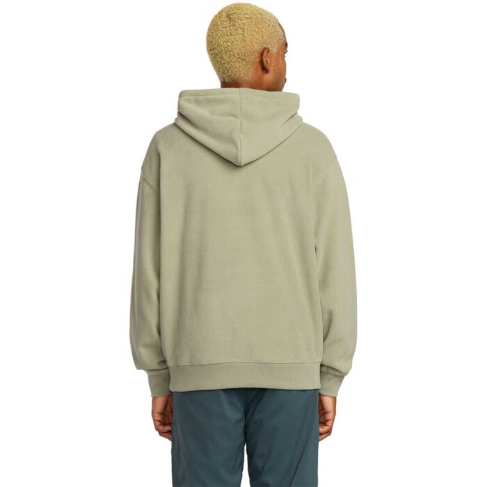 volcom second trip fleece hoodie green tea ανδρικό hoodie classic fit από ανακυκλωμένο πολυεστέρα με pouch pocket και φερμουάρ