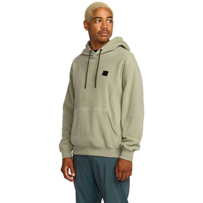volcom second trip fleece hoodie green tea ανδρικό hoodie classic fit από ανακυκλωμένο πολυεστέρα με pouch pocket και φερμουάρ