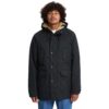 volcom starget 5k parka jacket black ανδρικό parka με κουκούλα, sherpa επένδυση, αντοχή στο νερό 5000mm, το μοντέλο 185cm φοράει L