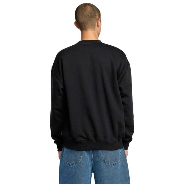 volcom stone crew fleece black ανδρικό crewneck sweatshirt με loose fit, κεντρικό κέντημα volcom, το μοντέλο 180cm φοράει M