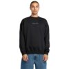 volcom stone crew fleece black ανδρικό crewneck sweatshirt με loose fit, κεντρικό κέντημα volcom, το μοντέλο 180cm φοράει M