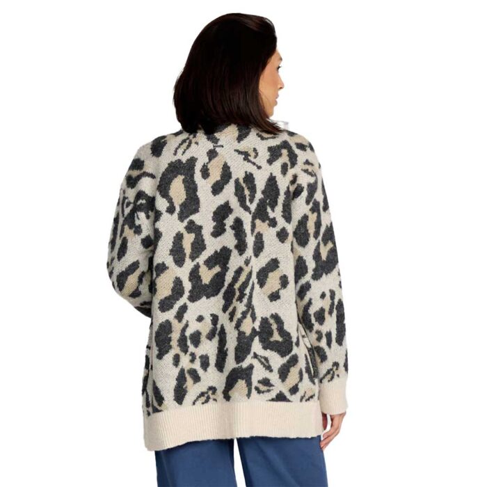 volcom wylding out cardigan animal print γυναικείο loose fit ζακέτα με v λαιμόκοψη, oversized κουμπιά και μεταλλικό badge