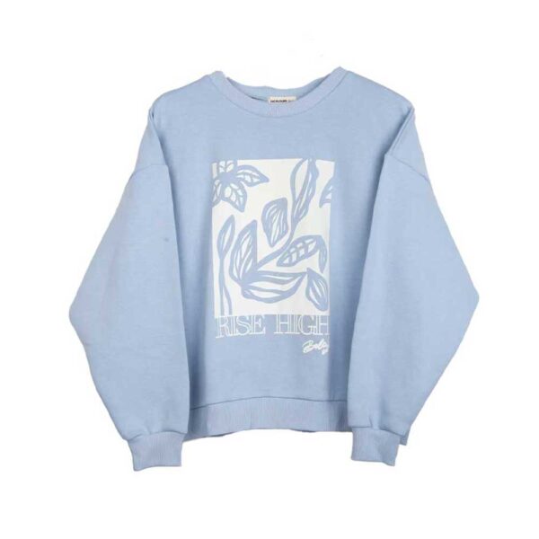 Ζεστό γυναικείο crewneck 24 Colours με λουλουδένιο τύπωμα “Rise High”.