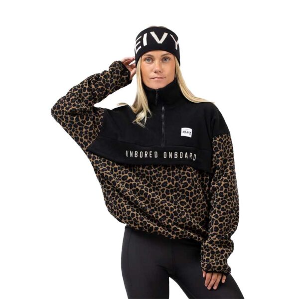 Eivy Ball Fleece Black Leopard fleece με leopard λεπτομέρειες, YKK φερμουάρ και oversized εφαρμογή.