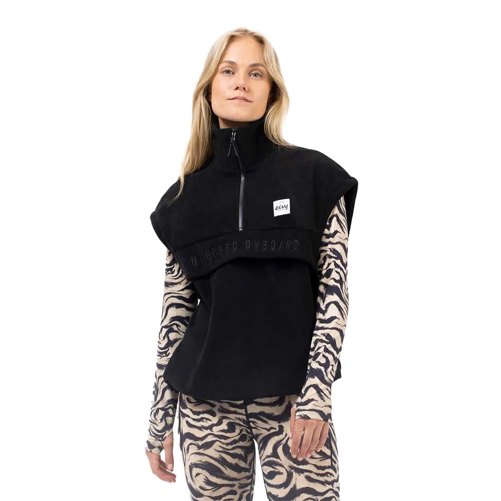 Γυναικείο Eivy Ball Fleece Vest Black με ψηλό γιακά, φερμουάρ και fleece ύφασμα.