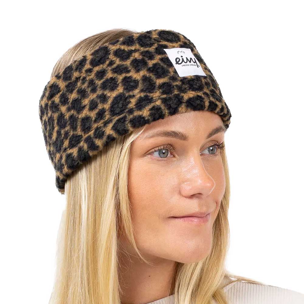 Eivy Throwback Sherpa Headband Leopard από sherpa fleece με ρυθμιζόμενο κορδόνι.