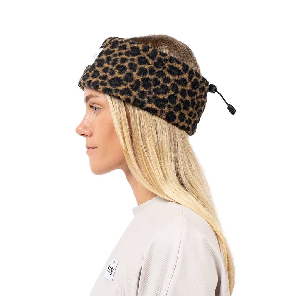 Eivy Throwback Sherpa Headband Leopard από sherpa fleece με ρυθμιζόμενο κορδόνι.