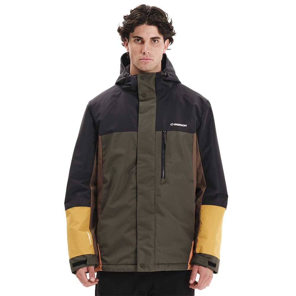 Ανδρικό μπουφάν EMERSON 252.EM10.114 multicolor, αδιάβροχο 10K/10K, αντιανεμικό, με κουκούλα, ρυθμιζόμενες μανσέτες, πολλές τσέπες,