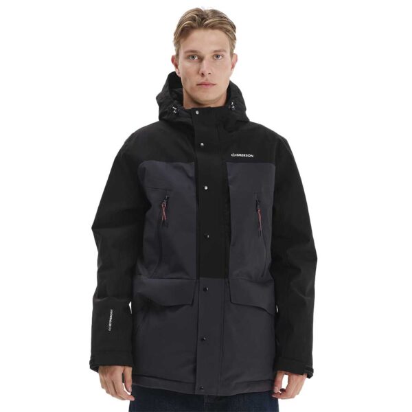Ανδρικό μπουφάν Emerson Parka Hooded Jacket σε μαύρο χρώμα με κουκούλα και ανακυκλωμένο γέμισμα SOFEELATE®.