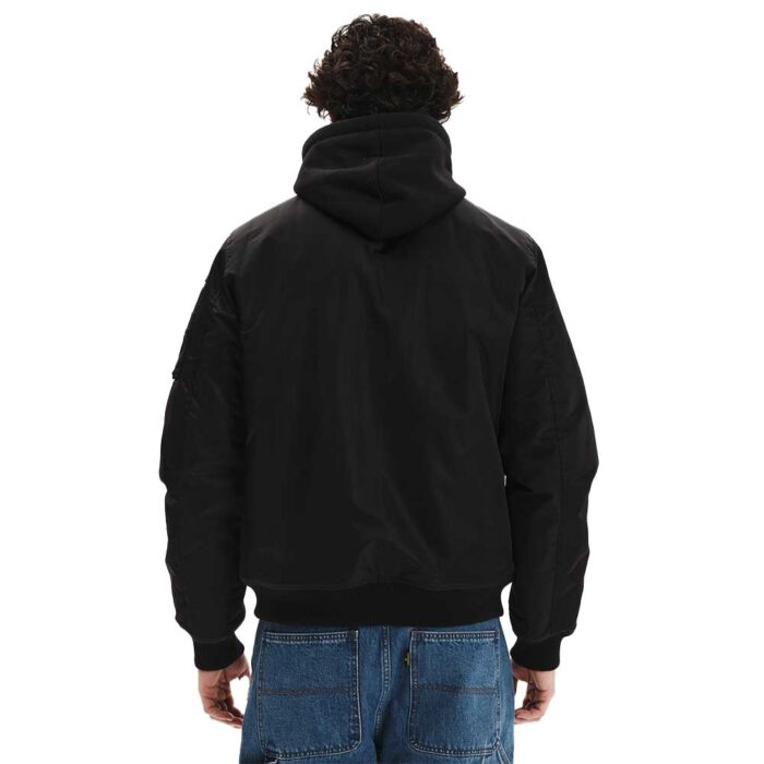 EMERSON Flight Jacket Black με αποσπώμενη κουκούλα και πολλές τσέπες.