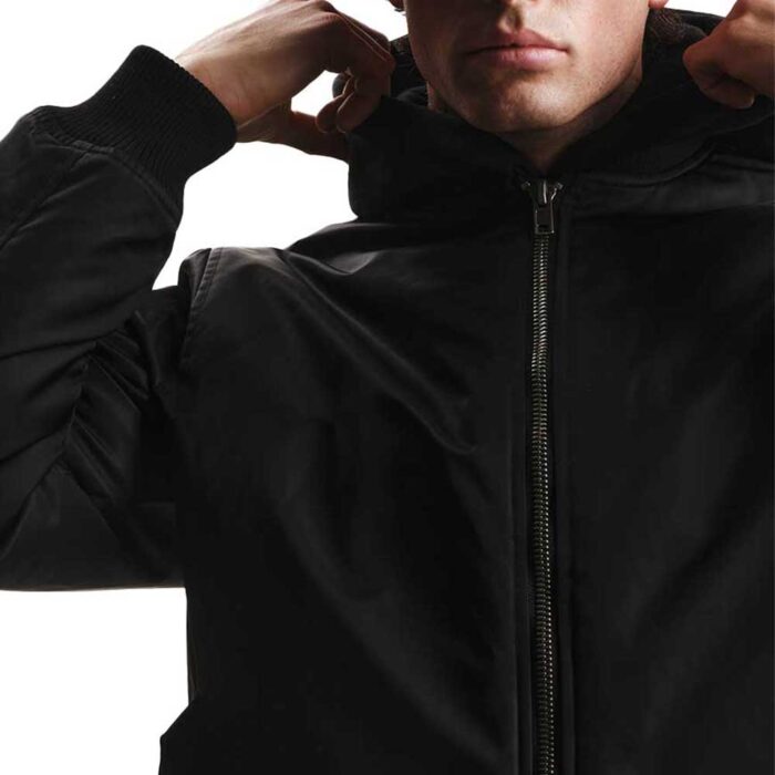 EMERSON Flight Jacket Black με αποσπώμενη κουκούλα και πολλές τσέπες.