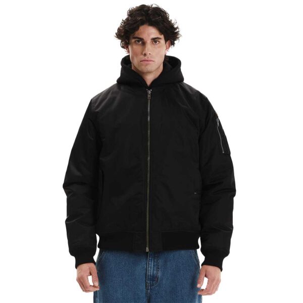 EMERSON Flight Jacket Black με αποσπώμενη κουκούλα και πολλές τσέπες.