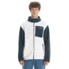 EMERSON fleece jacket Off White Deep Teal ανδρικό full zip με φερμουάρ