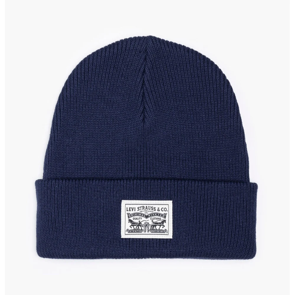 "Levi's Backpatch Beanie σκουφάκι σε navy blue, 100% βαμβακερό, με κλασική πλέξη και λογότυπο Levi's"